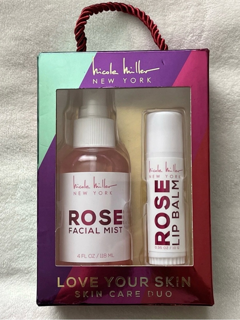 Nicole Miller Rose Facial Mist & Rose Lip Balm Skin Care Duo Boxed Set